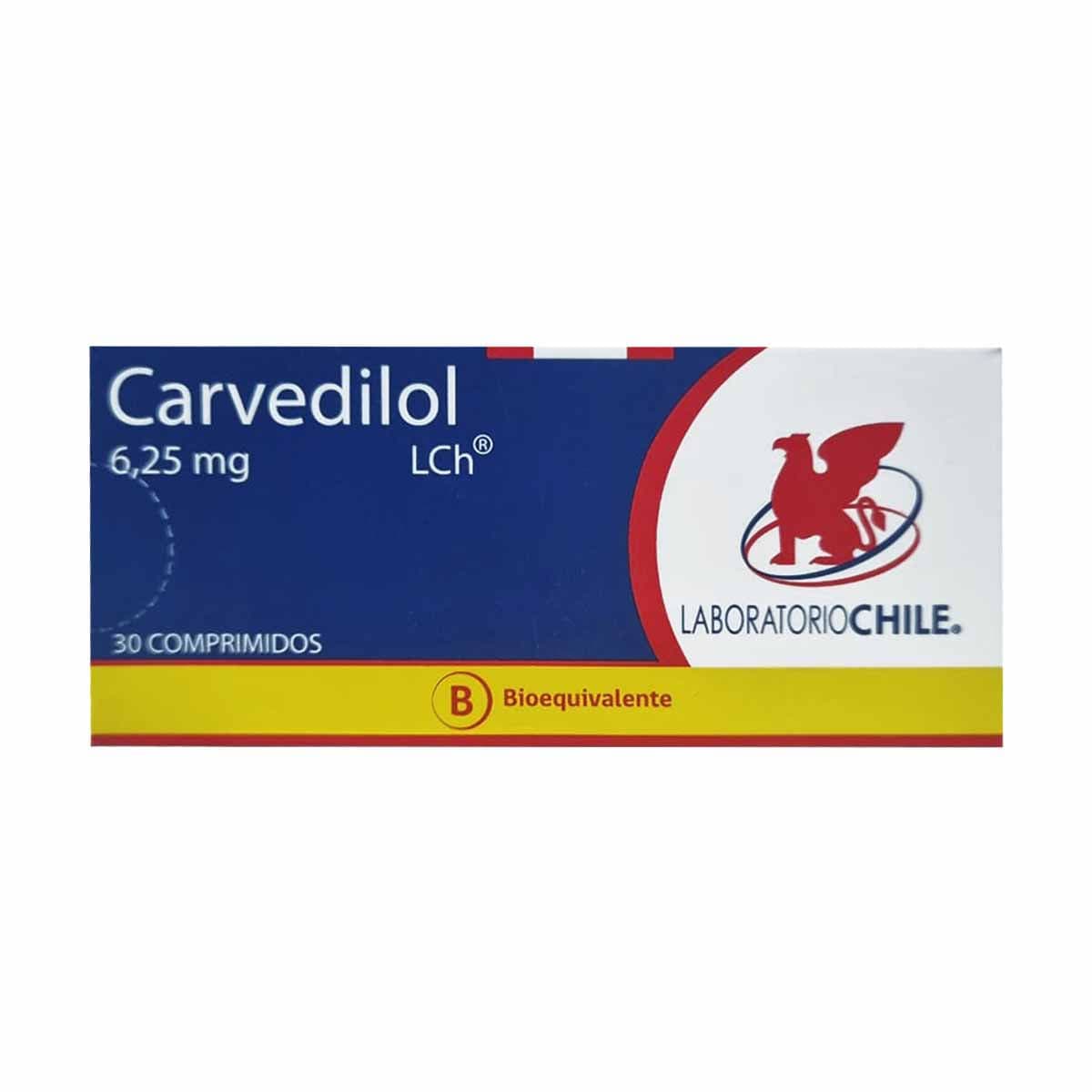 Carvedilol 6,25mg 30com. Chile